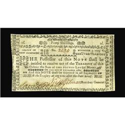 New Hampshire November 3, 1775 40s Very Fine-Extremely 