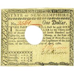 New Hampshire April 29, 1780 $1 About New. A centerfold 