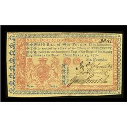 New Jersey March 25, 1776 6 Pounds Choice About New. 