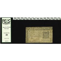 New York August 13, 1776 $10 PCGS Extremely Fine 40. A 
