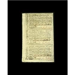 North Carolina December, 1771 2s6d, L1, 10s Uncut Sheet 