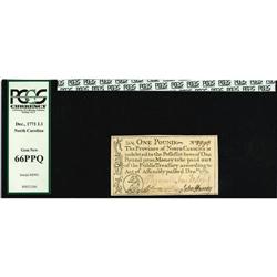 North Carolina December, 1771 L1 PCGS Gem New 66PPQ. On 
