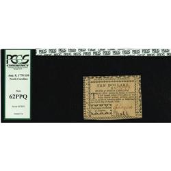 North Carolina August 8, 1778 $10 PCGS New 62PPQ. This 