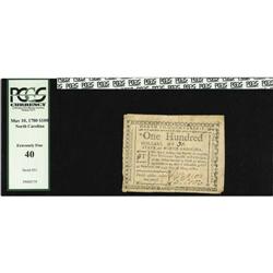 North Carolina May 10, 1780 $100 PCGS Extremely Fine 40 