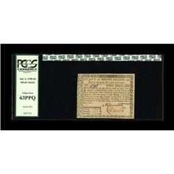 Rhode Island July 2, 1780 $2 PCGS Choice New 63PPQ. A c 