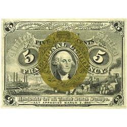 Fr. 1233 5c Second Issue Gem New. A lovely gem example 