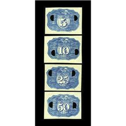 Negative Essay Denom Set in Blue - 5c,10c,25c,50c 