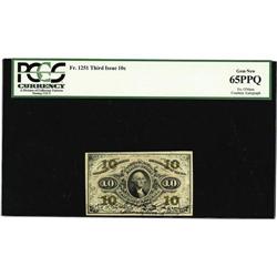 Fr. 1251 10c Third Issue PCGS Gem New 65PPQ. This note 