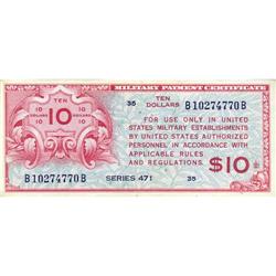 MPC Series 471 $10 Very Fine+. 