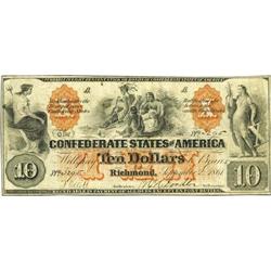 T22 $10 1861. Even circulation graces this $10 with an 