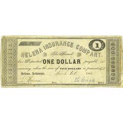 Helena, AR- Helena Insurance Company $1 March 1, 1862 R 
