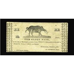 Washington, DC- Glory Bank $20 Jan. 1, 1834 