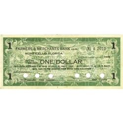 Monticello, FL- Farmers & Merchants Bank $1 1933 Shafer 