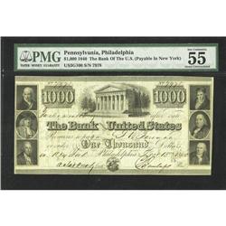 New York, NY- Bank of the United States $1000 Dec. 13, 