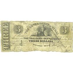 Houston, TX- Government of Texas $3 Feb. 26, 1839 Cr. H 