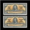 Image 1 : BC-26b $50 1937. Two Examples.Brilliant orange ink and 