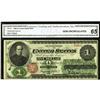 Image 1 : Fr. 16 $1 1862 Legal Tender CGA Gem Uncirculated 65. Ni 