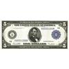 Image 1 : Fr. 847a $5 1914 Federal Reserve Note Gem New. Embossin 
