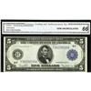 Image 1 : Fr. 867a $5 1914 Federal Reserve Note CGA Gem Uncircula 