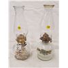 Image 1 : 2 COAL OIL LAMPS - MILK GLASS & CLEAR COMES WITH CHIMNEY