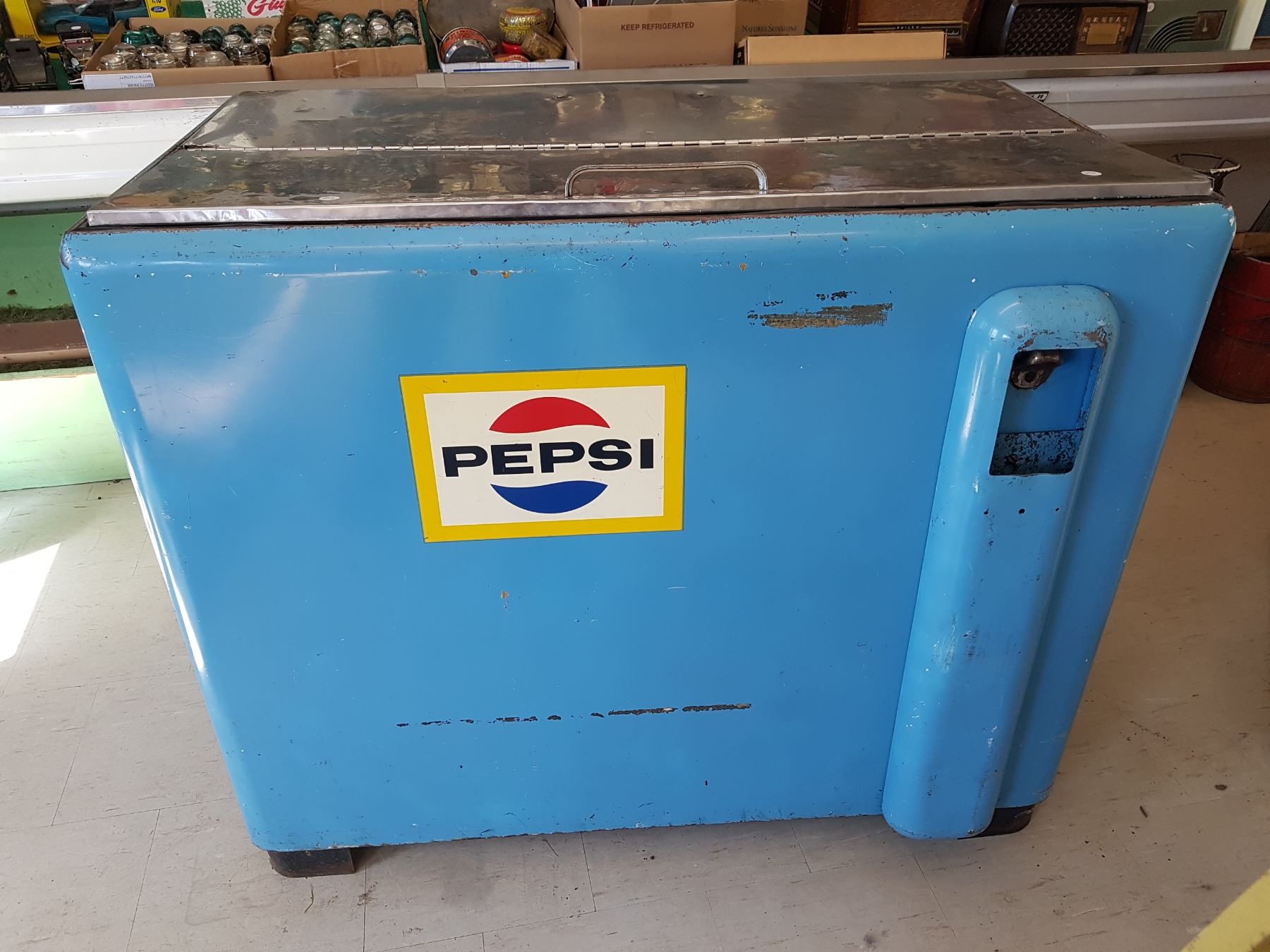 ANTIQUE PEPSI COOLER, WORKS, 44 X 24" Schmalz Auctions