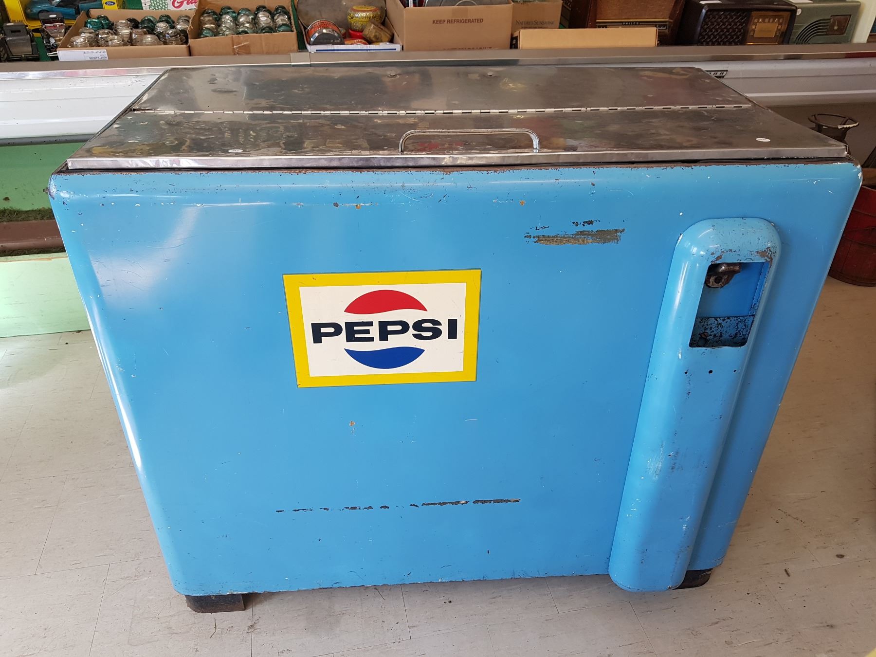 ANTIQUE PEPSI COOLER, WORKS, 44 X 24" Schmalz Auctions