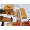 Image 3 : WOODEN ITEM LOT, PIGGY BANK SLED ETC