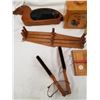 Image 4 : WOODEN ITEM LOT, PIGGY BANK SLED ETC