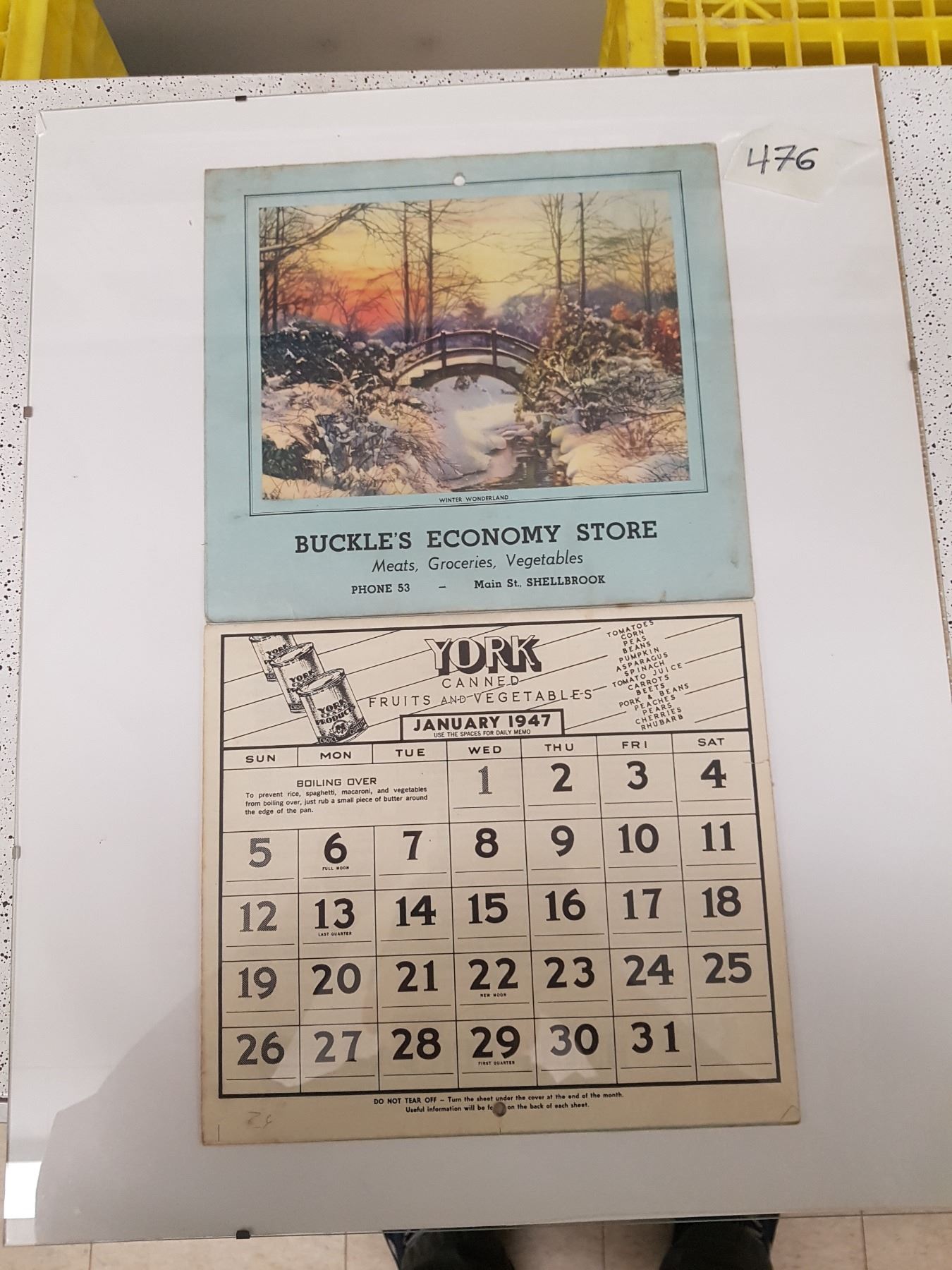 BUCKLE'S SHELLBROOK, SK 1947 CALENDAR Schmalz Auctions
