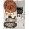 Image 1 : VARIOUS METAL ITEMS AND STAINED GLASS BOX