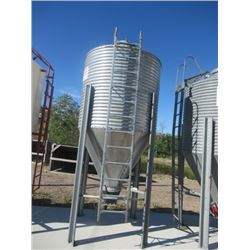Cumberland Galvanized Hopper Bin Bolted to Cement Pad Approx 350 Bushels
