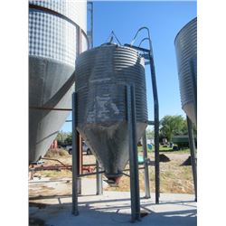 Approx 300 Bushel Galvanized Hopper Bin Bolted to Cement