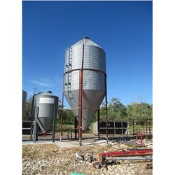 Behlen 25 Ton Hopper Bin Bolted to Cement
