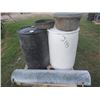 Image 1 : 2 Poly Barrels, 4 Feed Troughs, 25' Weeping Pipe (One money for All)