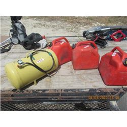 Portable Air Tank w Chuck & Gauge, & 3 Gas Can