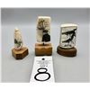 Image 12 : Three Scrimshaw Fossilized Ivory Pieces