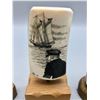 Image 3 : Three Scrimshaw Fossilized Ivory Pieces