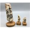 Image 1 : Three Scrimshaw Fossilized Ivory Pieces