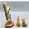 Image 6 : Three Scrimshaw Fossilized Ivory Pieces