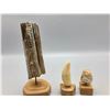 Image 7 : Three Scrimshaw Fossilized Ivory Pieces