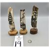 Image 11 : Three Scrimshaw Fossilized Ivory Pieces