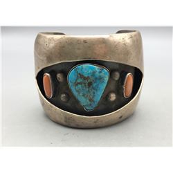 Vintage Turquoise and Coral Shadowbox Bracelet