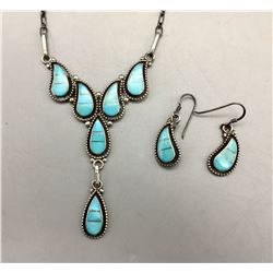 Zuni Turquoise Channel Inlay Necklace Set