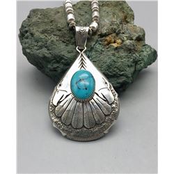 Double Sided Turquoise and Sterling Silver Necklace