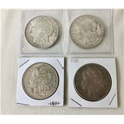 Four Morgan Silver Dollars