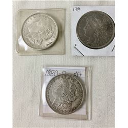 Three Morgan Silver Dollars
