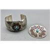 Image 1 : Navajo Wedding Basket Bracelet and Pin