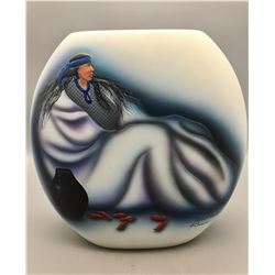 Robert Redbird Hand Painted Pot