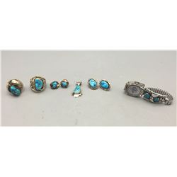 Group of Miscellaneous Turquoise and Sterling Silver Jewelry