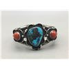 Image 1 : Hefty Vintage Turquoise and Coral Bracelet